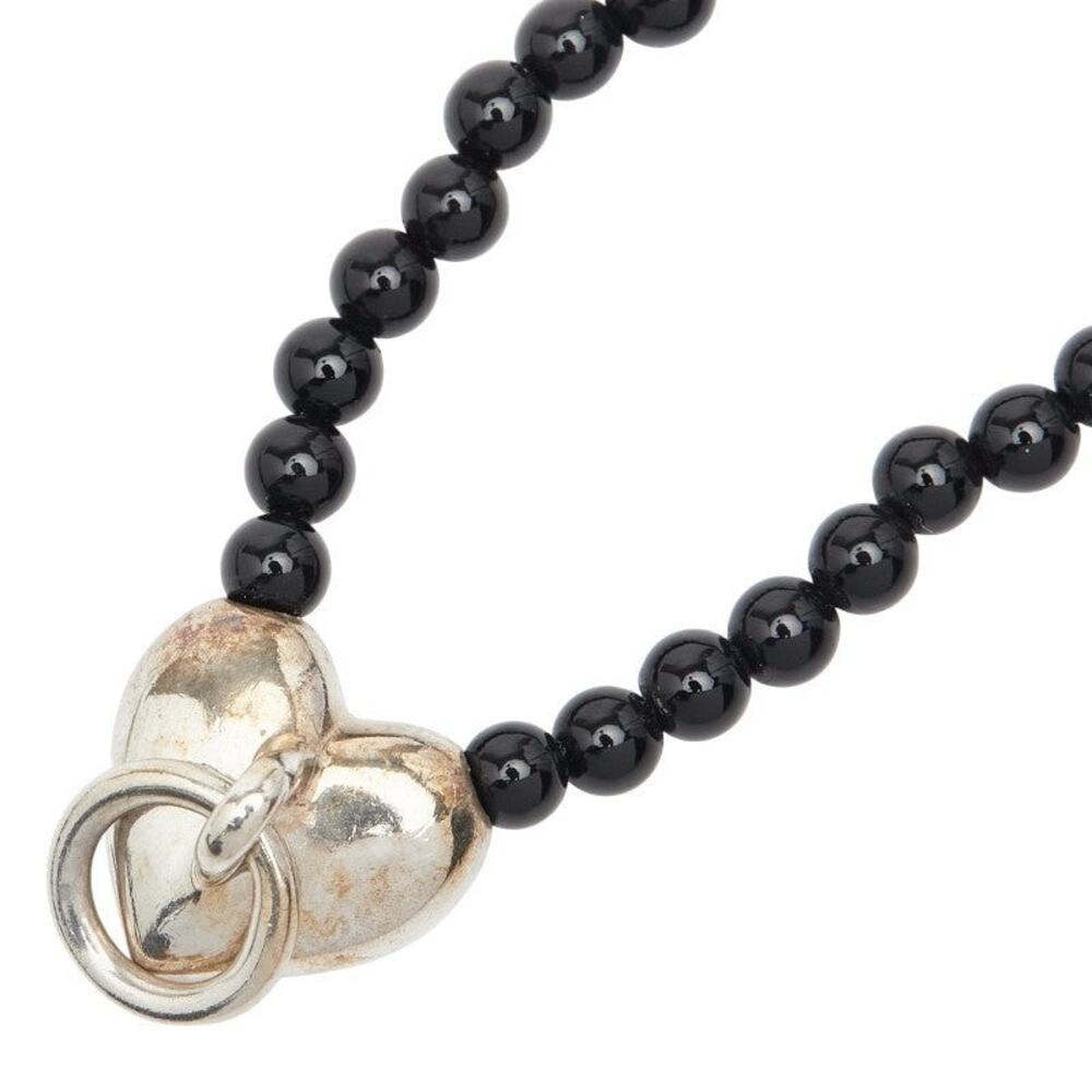 Tiffany & Co. Heart Knock Necklace Sterling Silver 925 Onyx Black